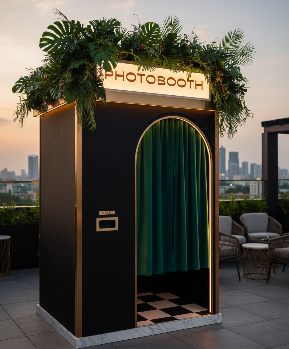 Custom photo booth for luxury rooftop lounge